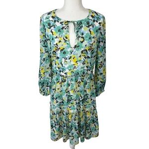 Ann Taylor Blue & Green Floral Mini Dress Size 10
